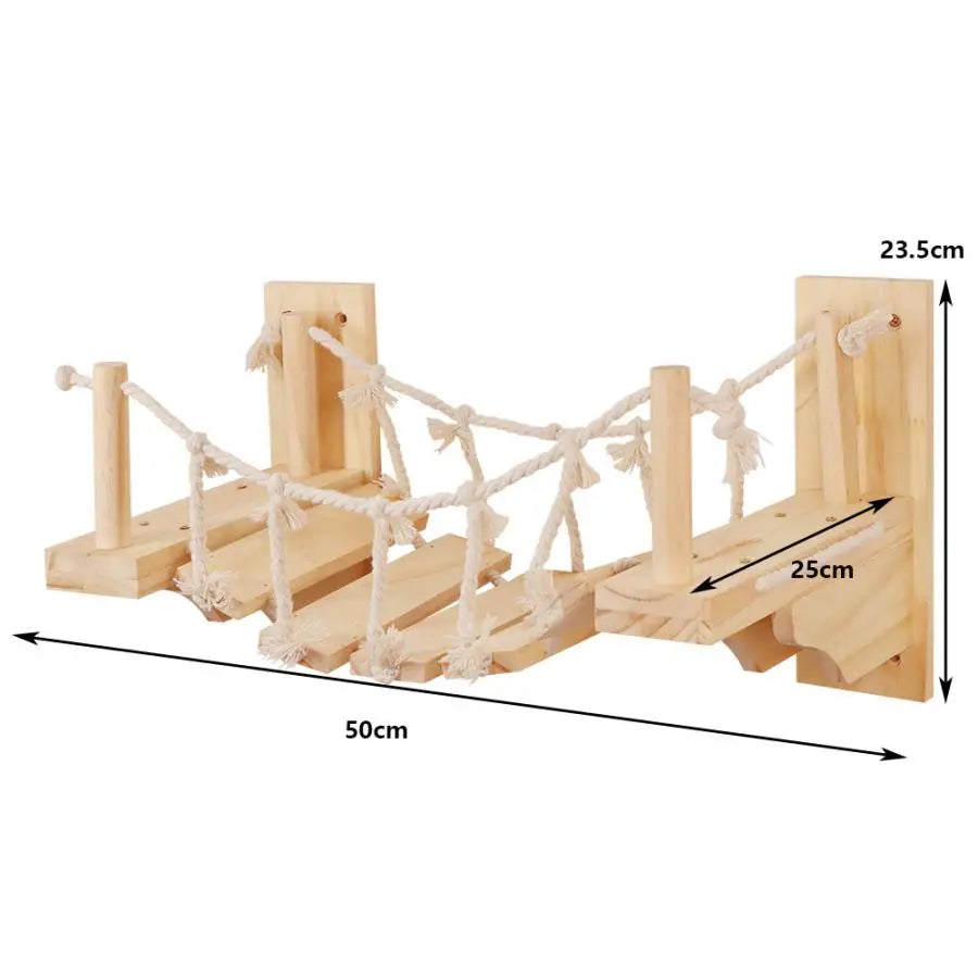 Wall Mounted Cat Climbing Shelves Cat House Cat Bridge Cat Hammock with Scratching Post and Pedals or Stairway for Kittens