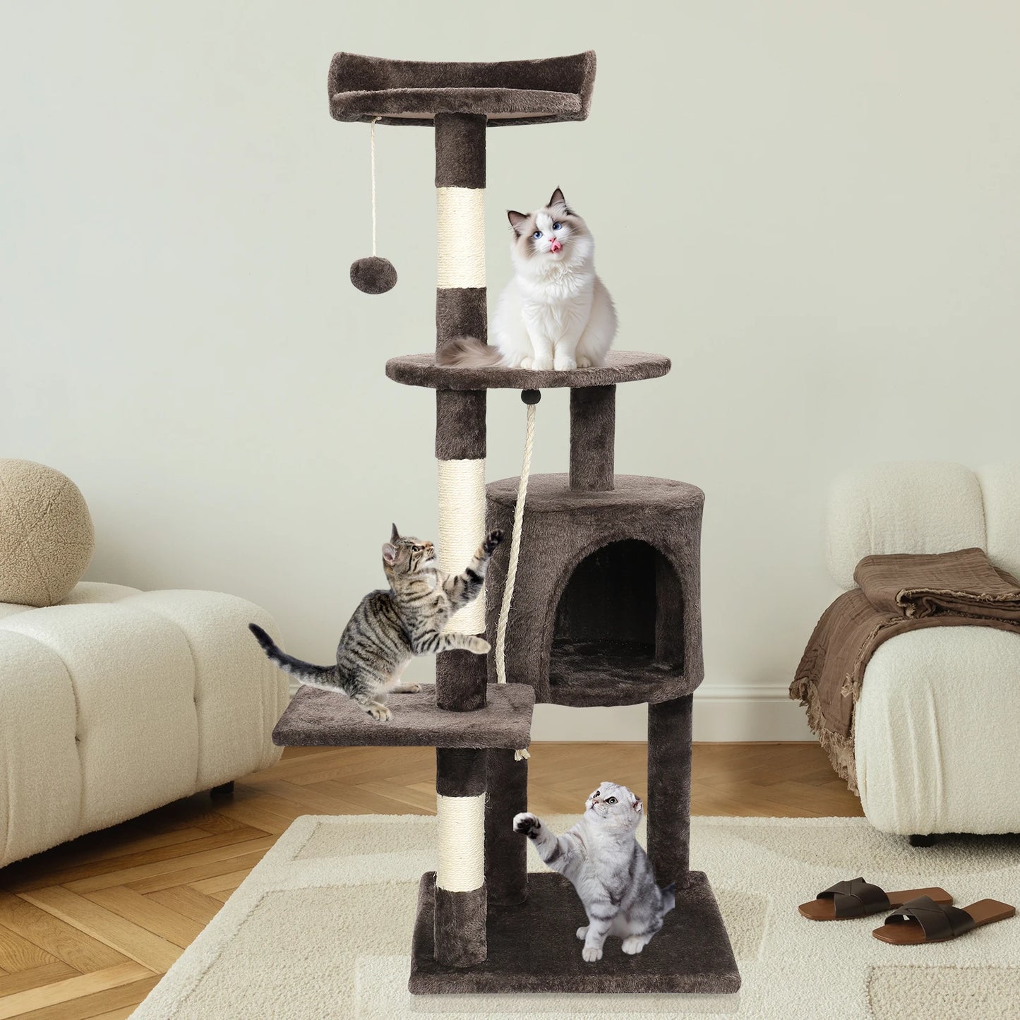 Passerscat Cat Trees Cat Climbing Frame For Indoor Cats Multi-Level With Scratching Posts Cat Tower Padded Top Perches and Condo