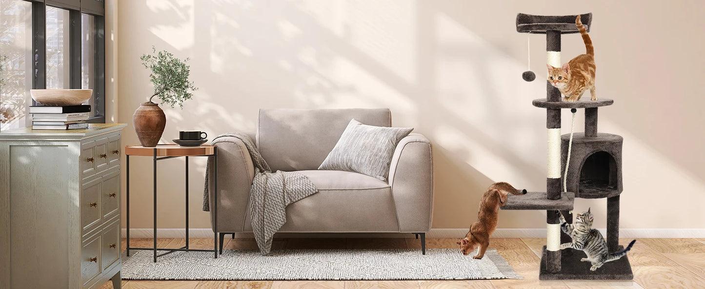 Passerscat Cat Trees Cat Climbing Frame For Indoor Cats Multi-Level With Scratching Posts Cat Tower Padded Top Perches and Condo