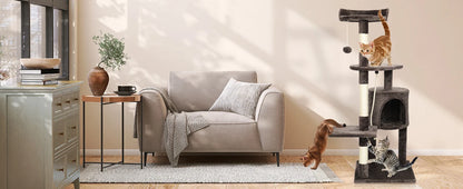 Passerscat Cat Trees Cat Climbing Frame For Indoor Cats Multi-Level With Scratching Posts Cat Tower Padded Top Perches and Condo