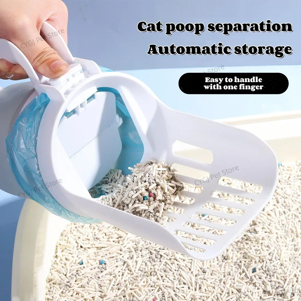 Cat Litter Shovel Scoop with Built-in Garbage Bag For Pet Filter Clean Toilet Garbage Picker Cat Supplies Self Cleaning