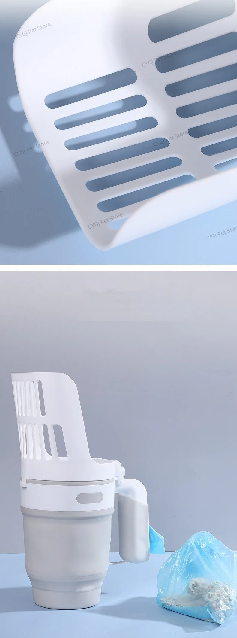 Cat Litter Shovel Scoop with Built-in Garbage Bag For Pet Filter Clean Toilet Garbage Picker Cat Supplies Self Cleaning