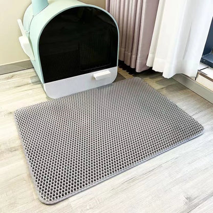 Double Layer Cat Litter Mat with Waterproof Non-Slip Washable Pet Litter Box Mat Sand Trapper Clean Pad Durable Bed Mat
