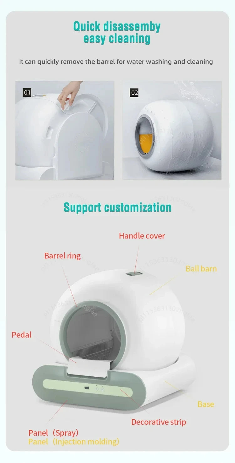 APP-controlled Smart Litter Box Automatic Cleaning Litter Box Multi-function Cat Toilet 65L Large Capacity Pet Supplies