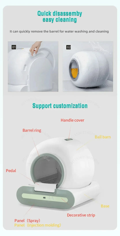 APP-controlled Smart Litter Box Automatic Cleaning Litter Box Multi-function Cat Toilet 65L Large Capacity Pet Supplies