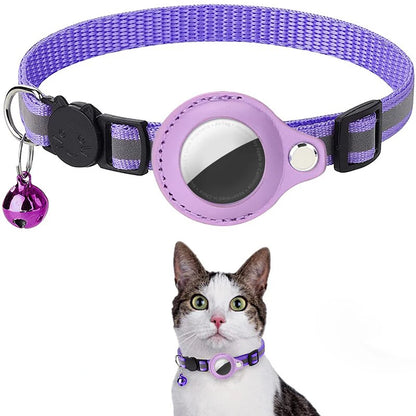 Anti-Lost Cat Collar for Airtag GPS Tracker Protective Case With Bell Reflective Cats Necklace Kitten Accesories Pet Products