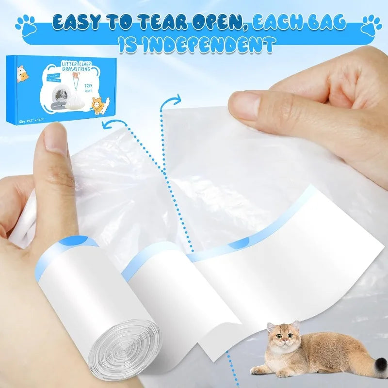 90 Count Cat Litter Bags for Automatic Litter Box Extra-Thick Cat Litter Box Liners for MeoWant/catlink/Tonepie Toilette