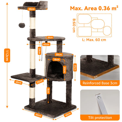 Passerscat Cat Trees Cat Climbing Frame For Indoor Cats Multi-Level With Scratching Posts Cat Tower Padded Top Perches and Condo