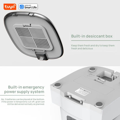 WiFi Automatic Cat Feeders for 2 Cats, 4L Cat Food Dispenser with APP Control, Double Stainless Steel Bowls, Low Food Alarms