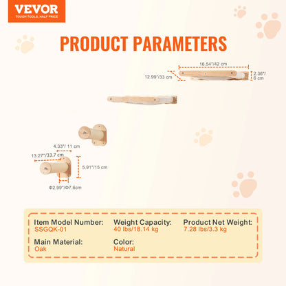 SucceBuy Wall Mounted Cat Shelves Cat Wall Shelves and Perches with Jumping Boards Hammocks & Cat Tree Cat Furniture and Shelves