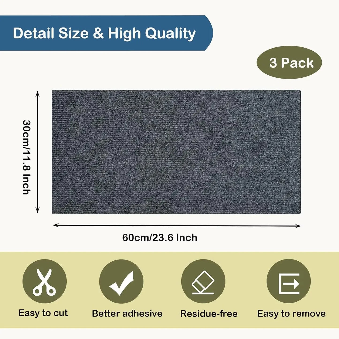 Self-Adhesive Cat Scratching Mat Trimmable Cat Carpet Cat Scratching Carpet Corner Wall Cat DIY Scratch Sofa Furniture Protector