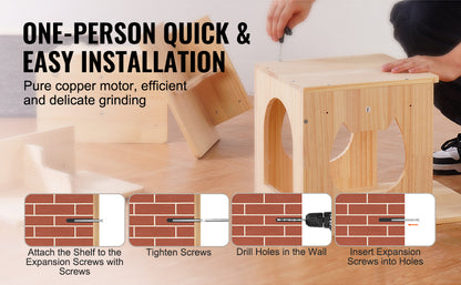 SucceBuy Wall Mounted Cat Shelves Cat Wall Shelves and Perches with Jumping Boards Hammocks & Cat Tree Cat Furniture and Shelves